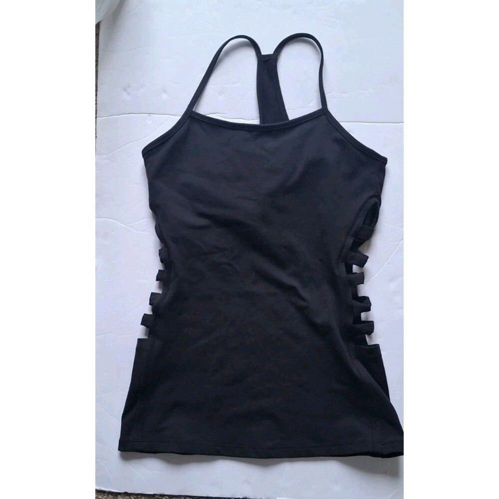 Kira Grace Caged Yoga Fitness Tank Top Cut Out Medium Black Strappy Althleisure